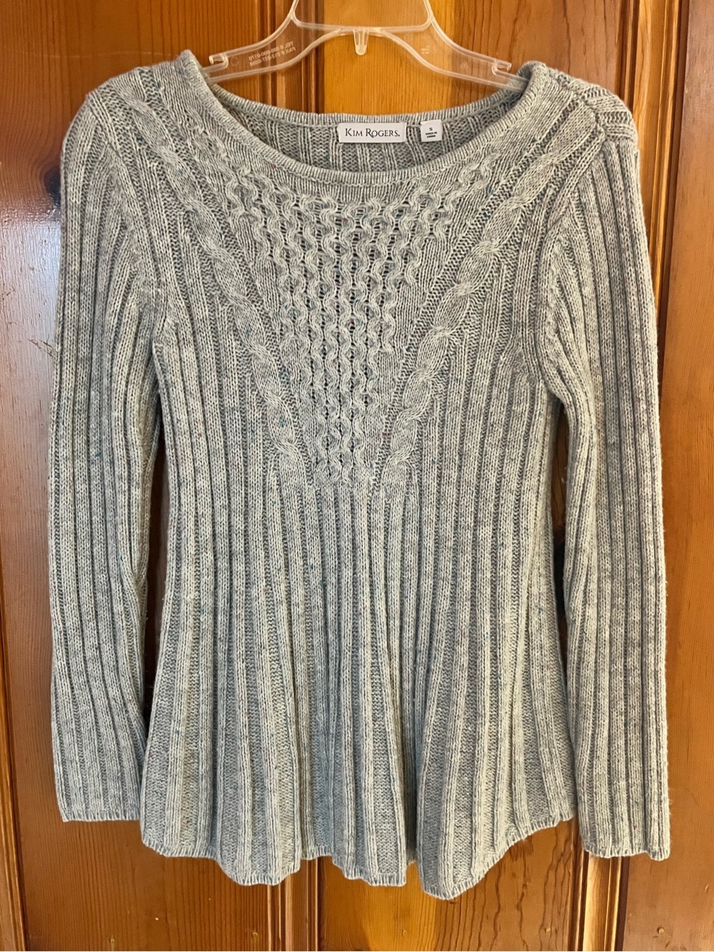 Kim Rogers Gray Cable Knit Sweater Women’s Small Speckled Pullover